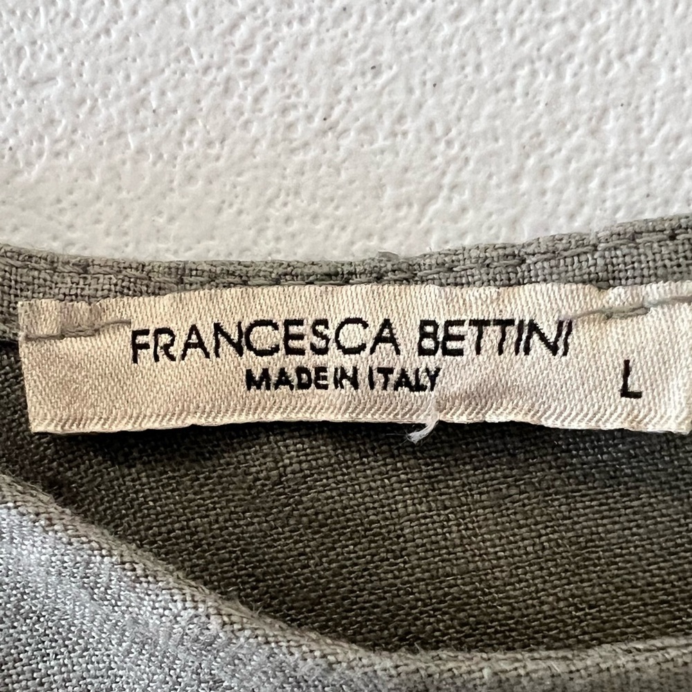 FRANCESCA BETTINI olive Women's Blouse with Lace Sleeves made in ITALY. L - Picture 10 of 10